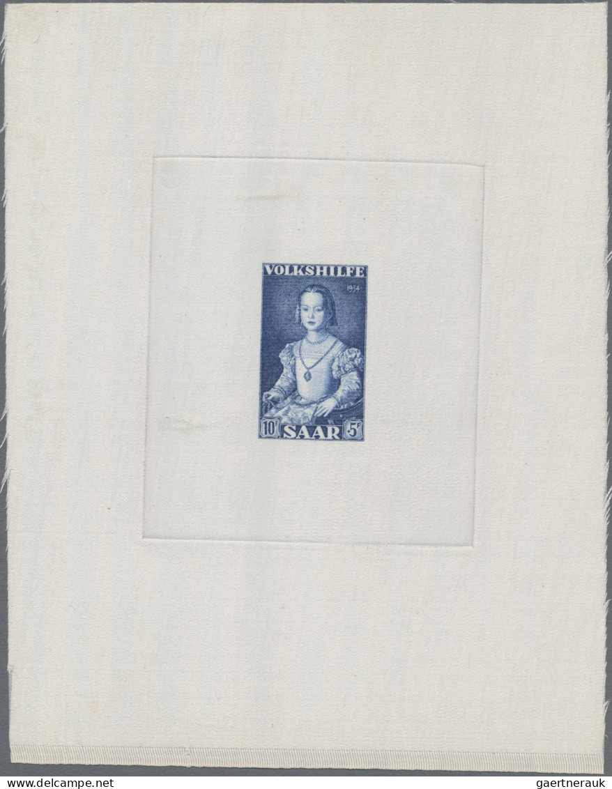 Saarland (1947/56): 1954, 10 Fr. Gemälde Auf Seidenpapier Als "épreuve D'artiste - Unused Stamps
