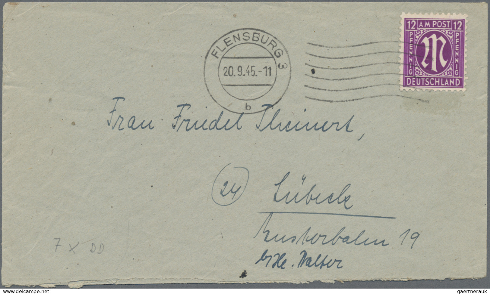 Bizone: 1945, 12 Pf AM-Post Amerikanischer Druck, Dunkellilapurpur, Papier X Mit - Autres & Non Classés