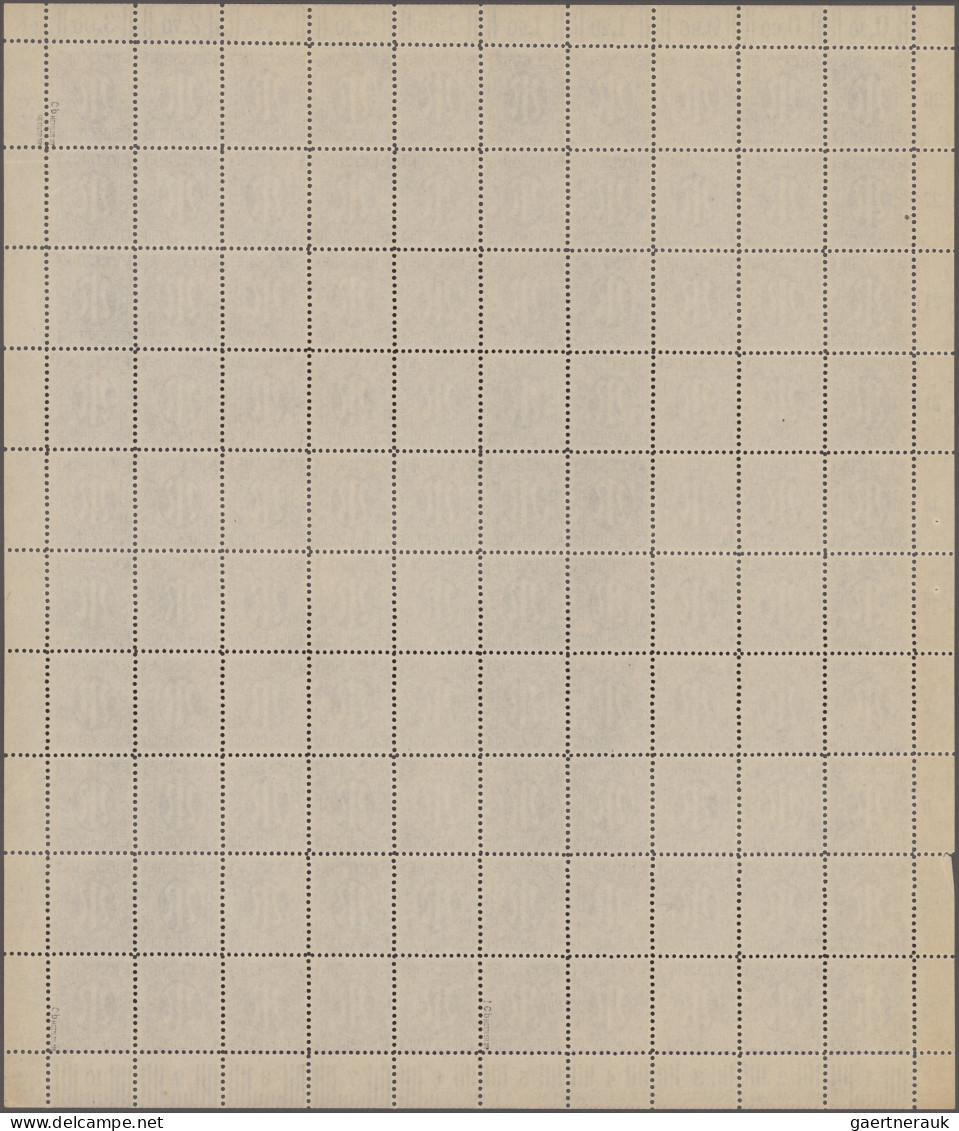 Bizone: 1945, 3 Pf Dunkelbläulichviolett, Kompletter Postfrischer Bogen Mit 100 - Other & Unclassified