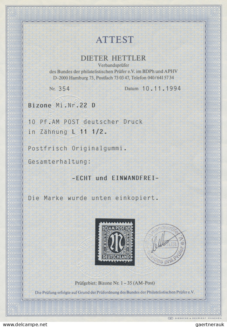 Bizone: 1945, 10 Pf AM Post Deutscher Druck, Orangebraun Auf Alfelder Papier, Ge - Altri & Non Classificati