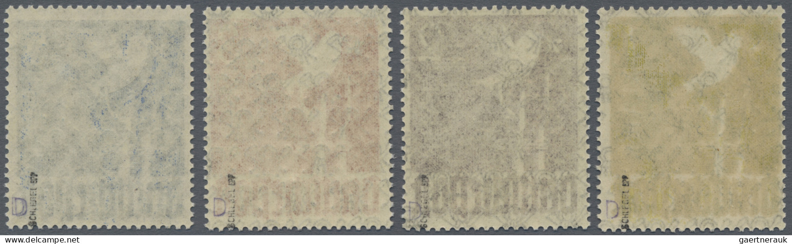 Bizone: 1948, Friedenstaube 1 - 5 Mark, Netzaufdruck, Komplett In Tadellos Postf - Other & Unclassified