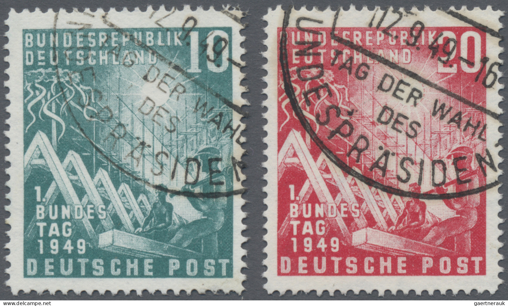 Bundesrepublik Deutschland: 1949, Bundestag 10 (Pf) Mit Plattenfehler: Gebrochen - Oblitérés