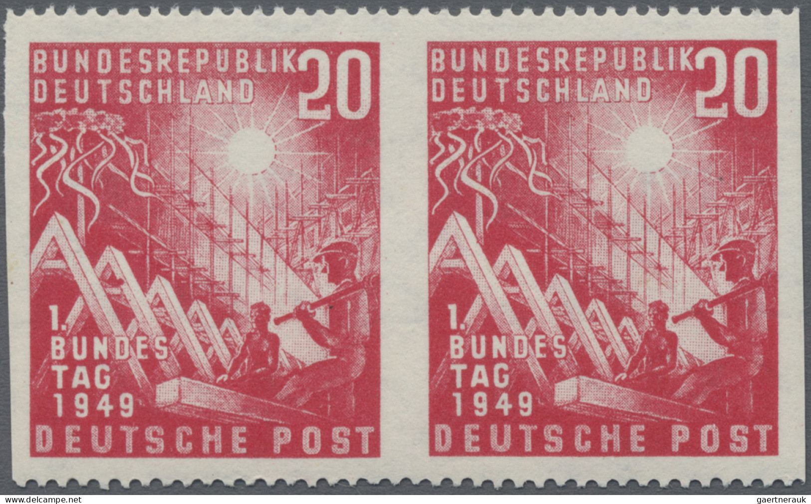 Bundesrepublik Deutschland: 1949, 20 Pf Bundestag Im Waagerechten Paar, Beide We - Neufs