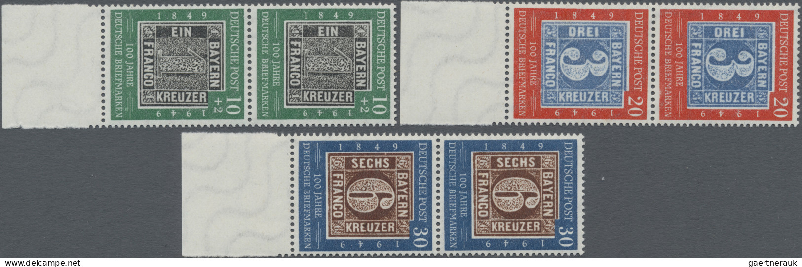 Bundesrepublik Deutschland: 1949, 100 Jahre Dt. Briefmarken, 5x Komplett Postfri - Ongebruikt