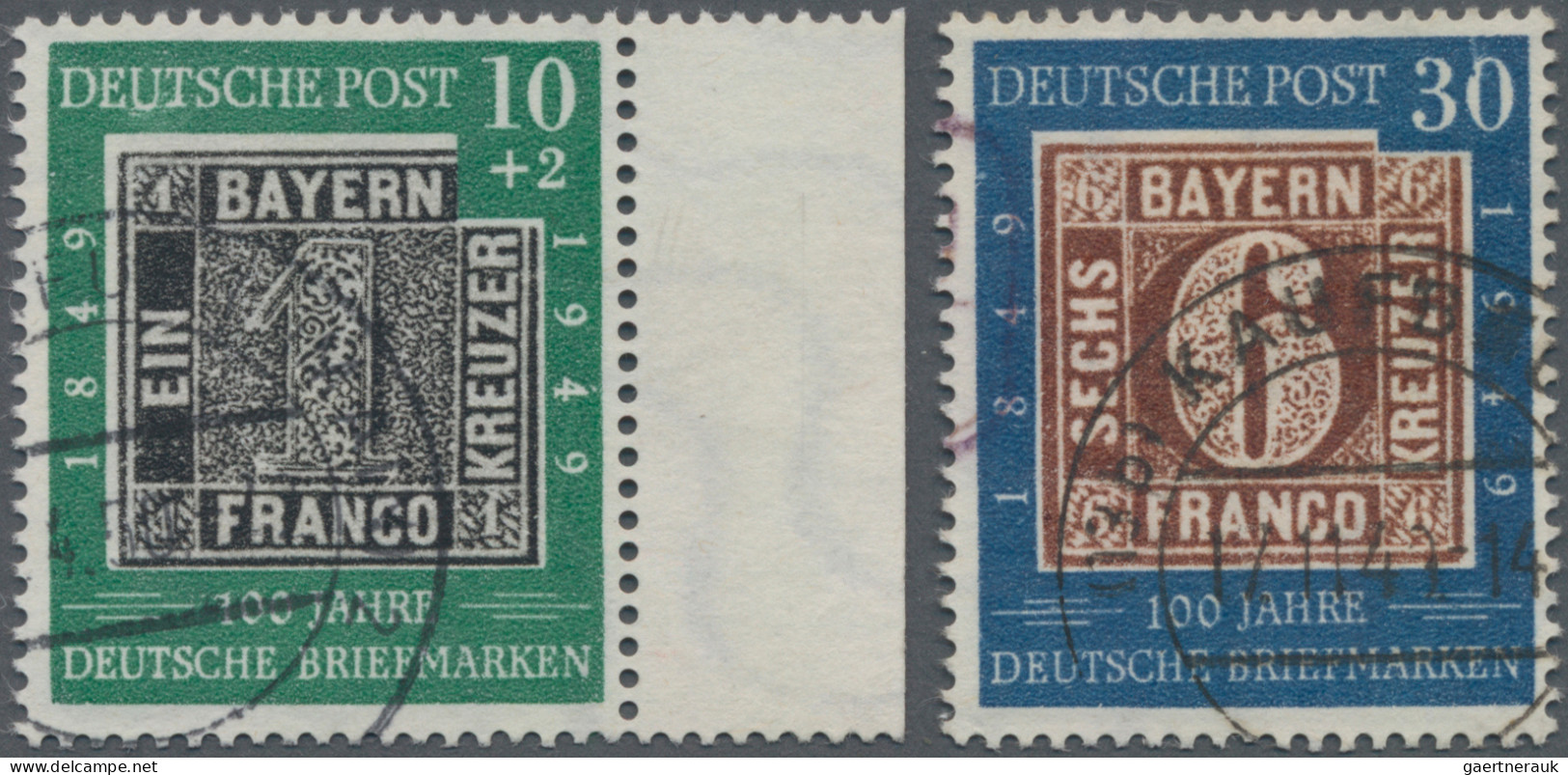 Bundesrepublik Deutschland: 1949, 100 Jahre Deutsche Briefmarken, 10 Pfg. Als Ra - Usati