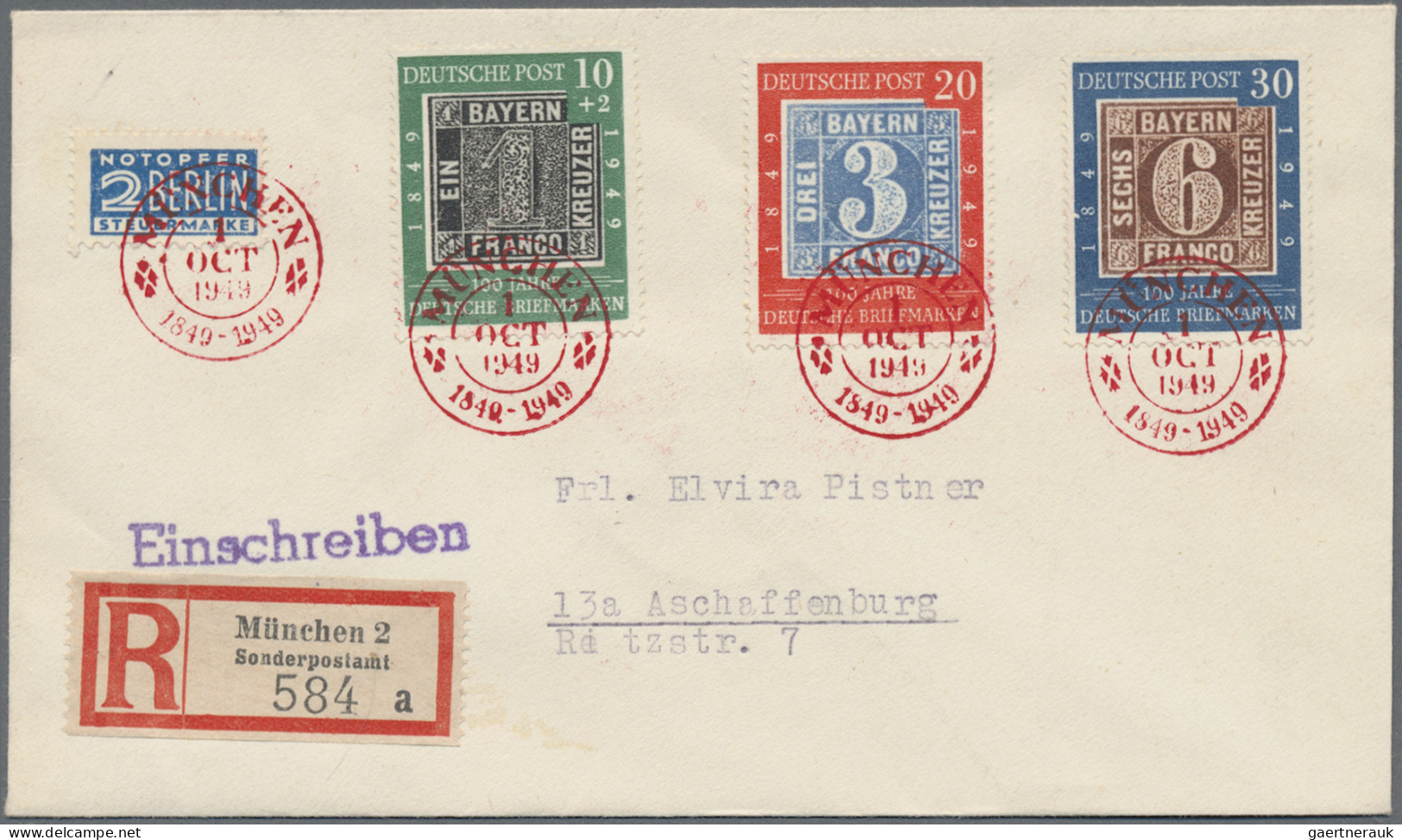 Bundesrepublik Deutschland: 1949, 100 Jahre Deutsche Briefmarken, Dekorativer Ei - Covers & Documents