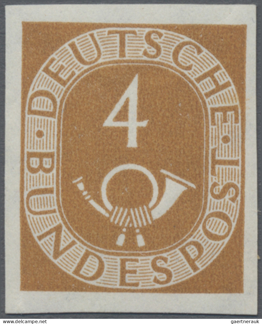Bundesrepublik Deutschland: 1951, 4 Pfg. Posthorn Ungezähnt, Postfrisches Kabine - Unused Stamps
