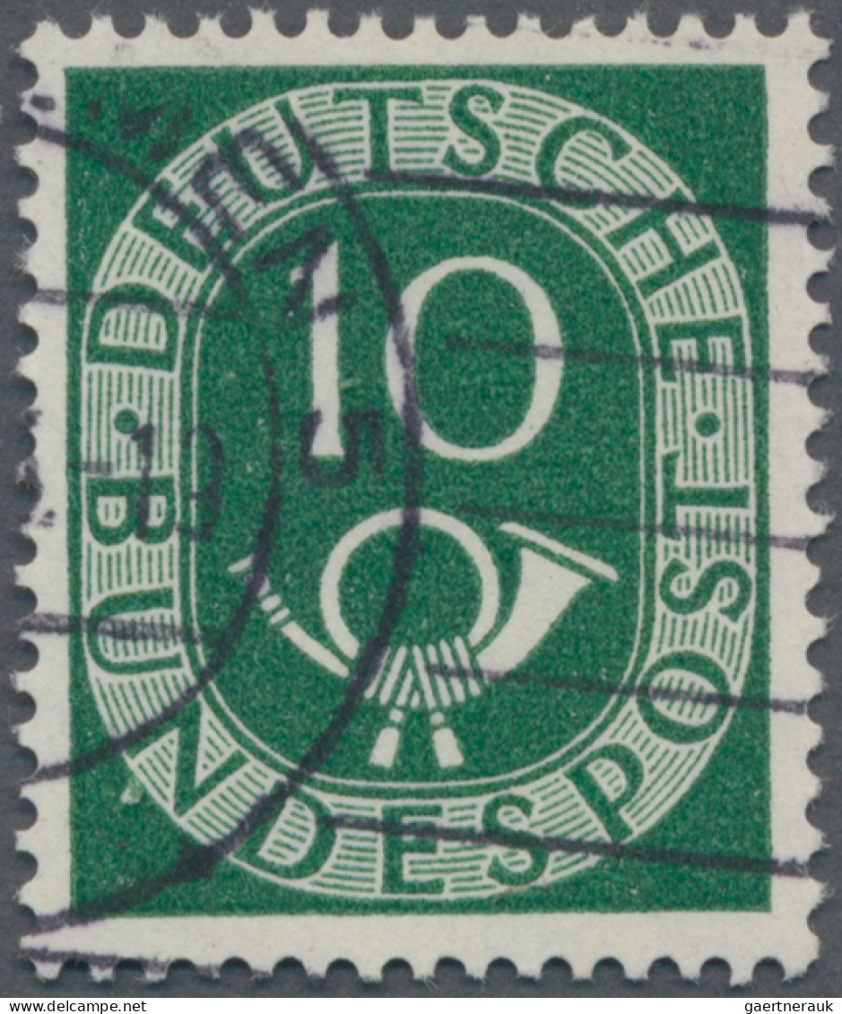 Bundesrepublik Deutschland: 1951, Posthorn 10 Pfg. Mit Selt. Wasserzeichen 4 Vb, - Usati