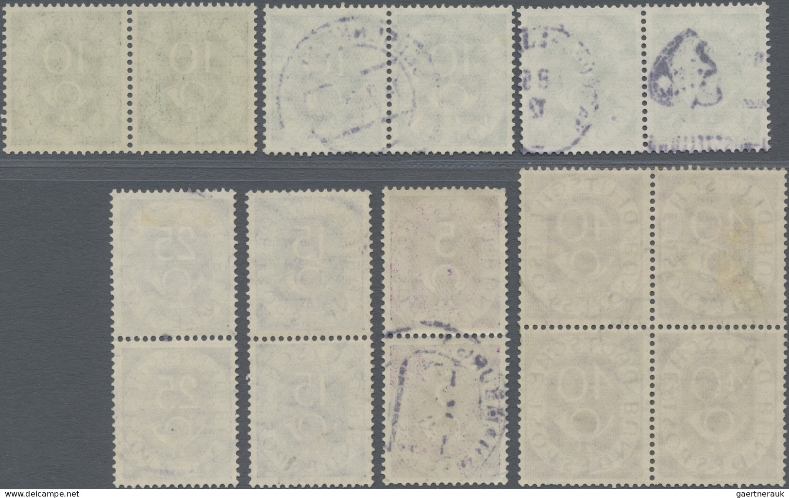 Bundesrepublik Deutschland: 1951, Posthorn 40 Pfg, Gestempelter Viererblock, übl - Used Stamps