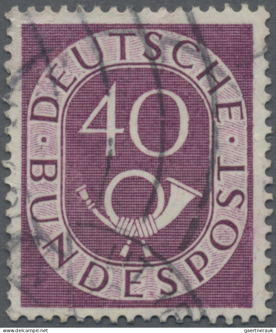 Bundesrepublik Deutschland: 1951, 40(Pf) Posthorn Mit Plattenfehler "zusätzliche - Oblitérés