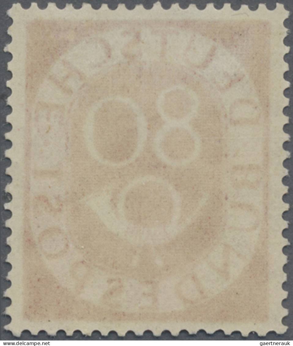 Bundesrepublik Deutschland: 1951, Posthorn 80(Pf) Mit Plattenfehler "Feder" Stri - Neufs