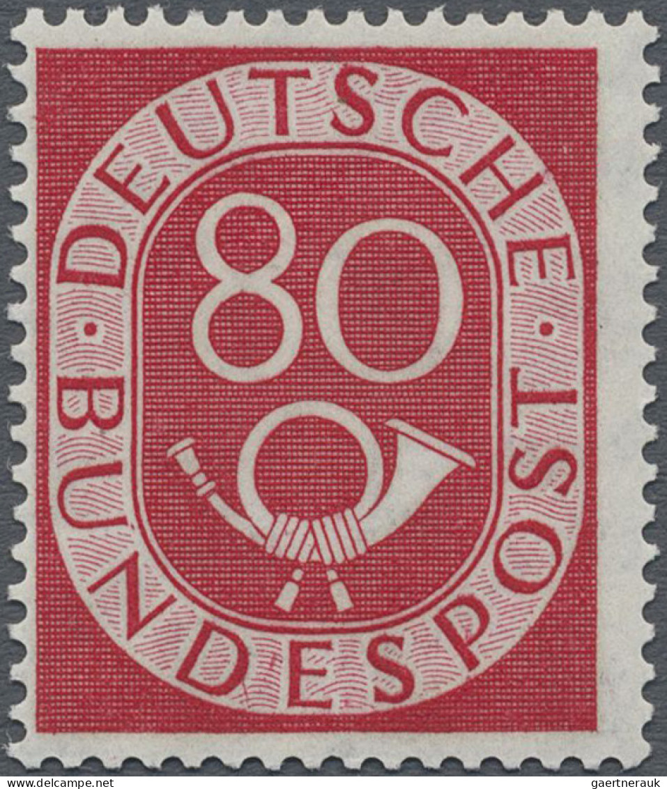 Bundesrepublik Deutschland: 1951, Posthorn 80(Pf) Mit Plattenfehler Zwei Rote St - Ungebraucht