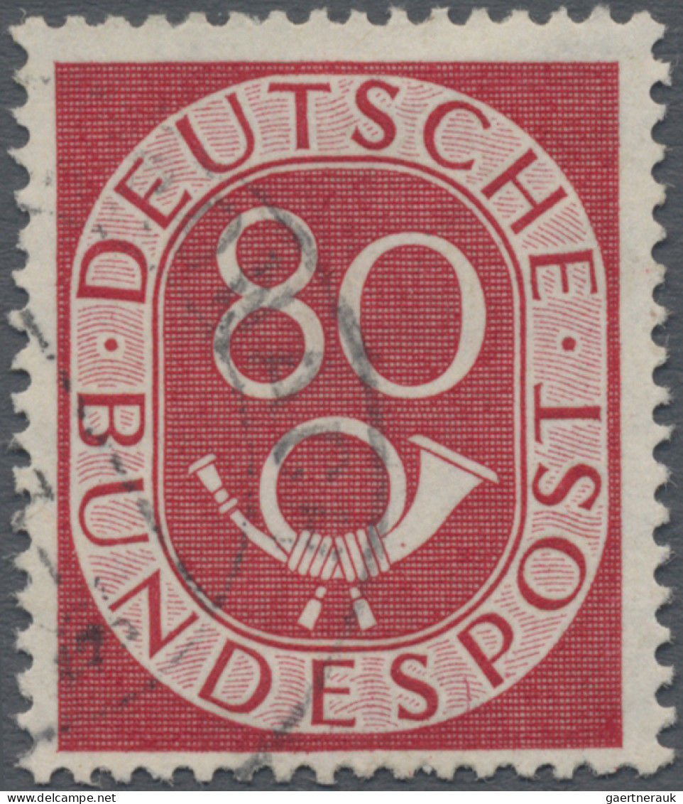 Bundesrepublik Deutschland: 1951, Posthorn 80 Pfg. Mit Plattenfehler "roter Stri - Usados