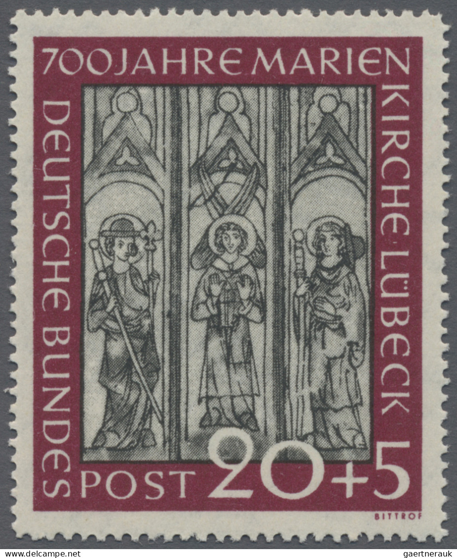 Bundesrepublik Deutschland: 1951, 20 Pf Marienkirche Mit Plattenfehler I "Sprung - Unused Stamps