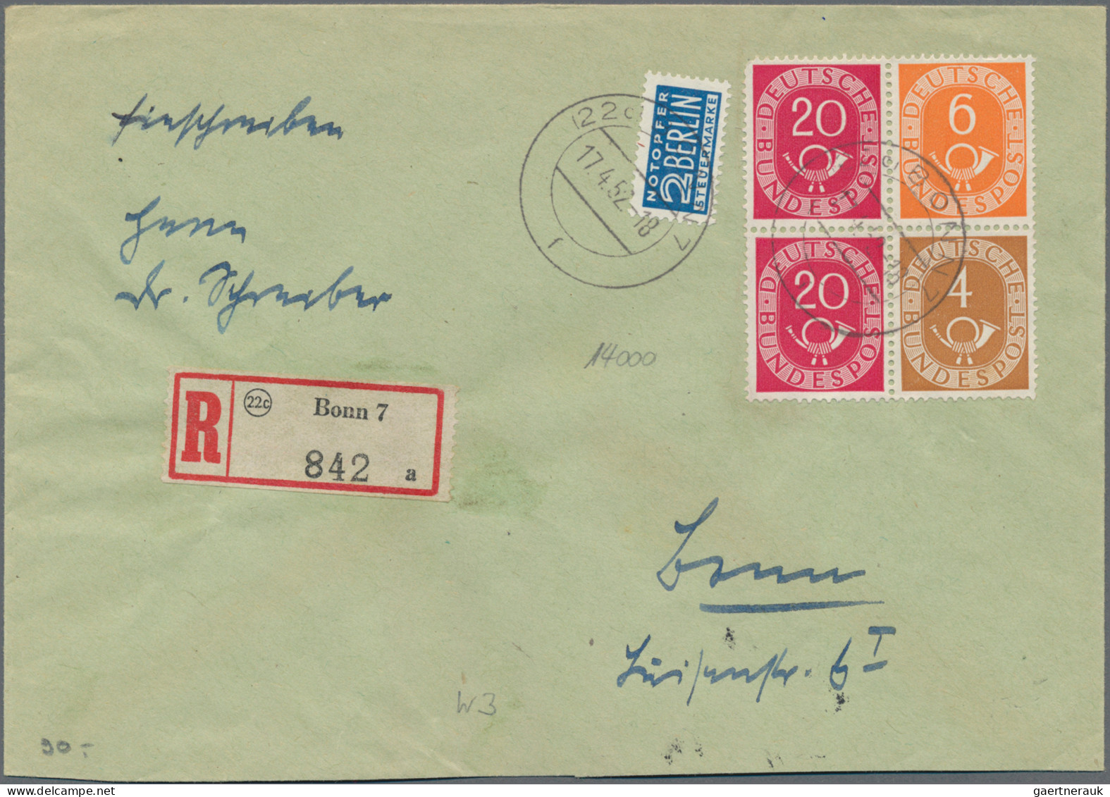 Bundesrepublik - Zusammendrucke: 1951, Posthorn, Zusammendrucke X /10 (Pf) Je Po - Se-Tenant