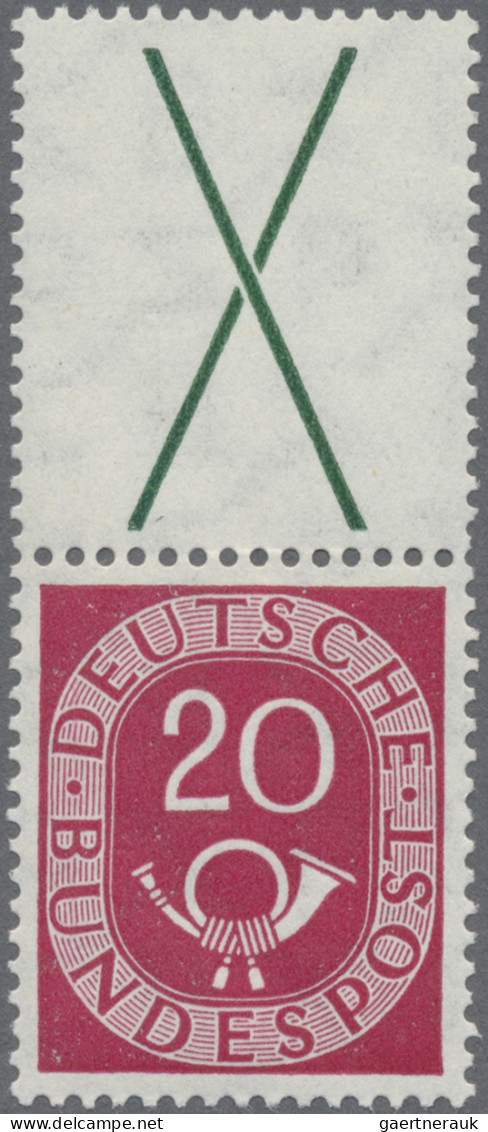 Bundesrepublik - Zusammendrucke: 1951, X + 20(Pf) Posthorn, X + 20(Pf) Posthorn - Zusammendrucke