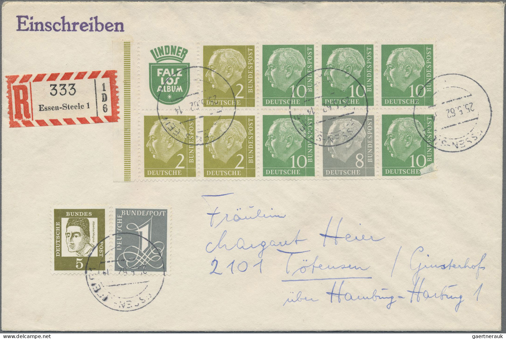 Bundesrepublik - Zusammendrucke: 1956, Heuss I, H.-Blatt 6, Postfrisch, Gestempe - Zusammendrucke