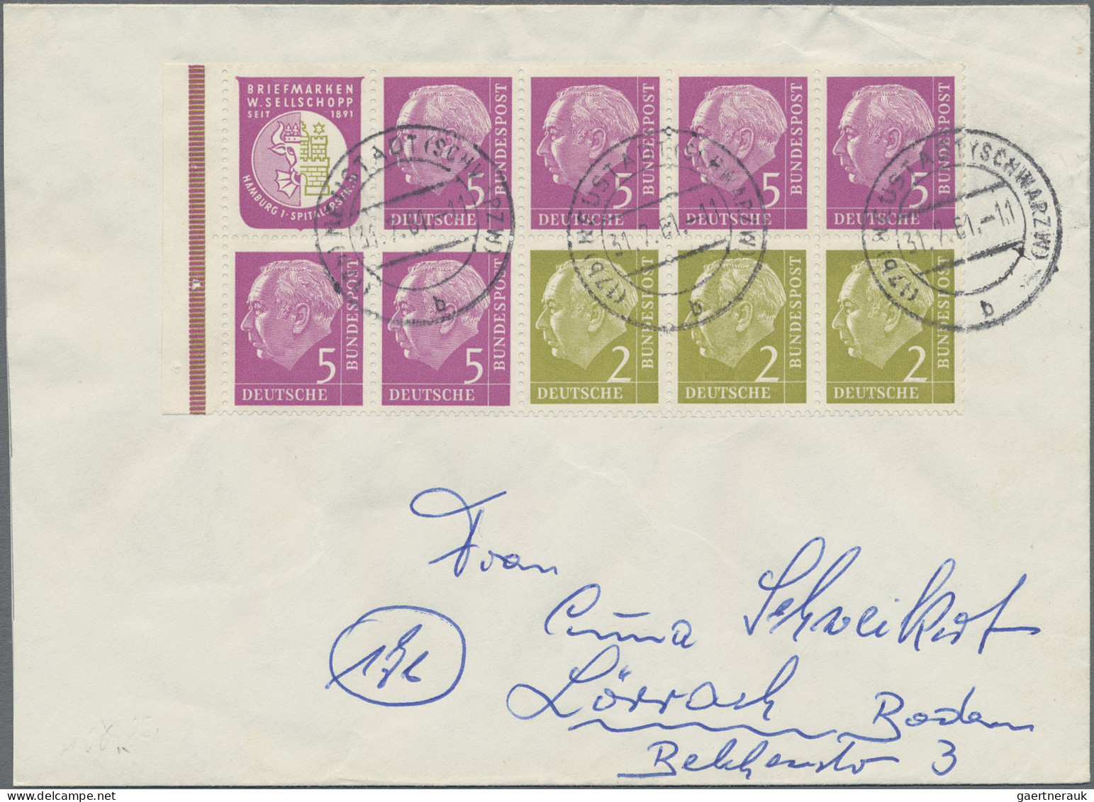 Bundesrepublik - Zusammendrucke: 1956, Heuss I, H.-Blatt 6, Postfrisch, Gestempe - Zusammendrucke