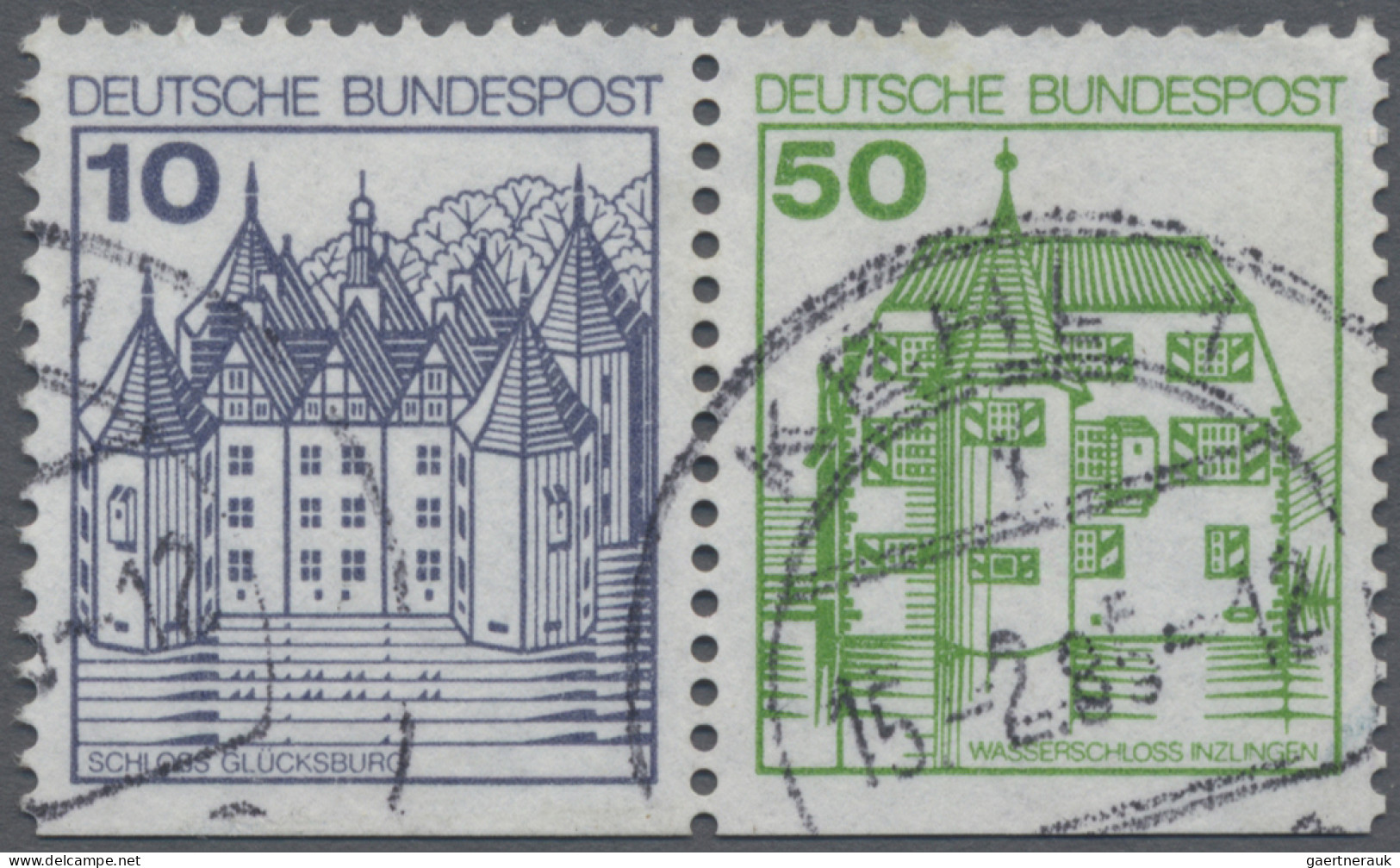 Bundesrepublik - Zusammendrucke: 1977, 10 Und 50 Pf Zusammendruck Burgen Und Sch - Se-Tenant