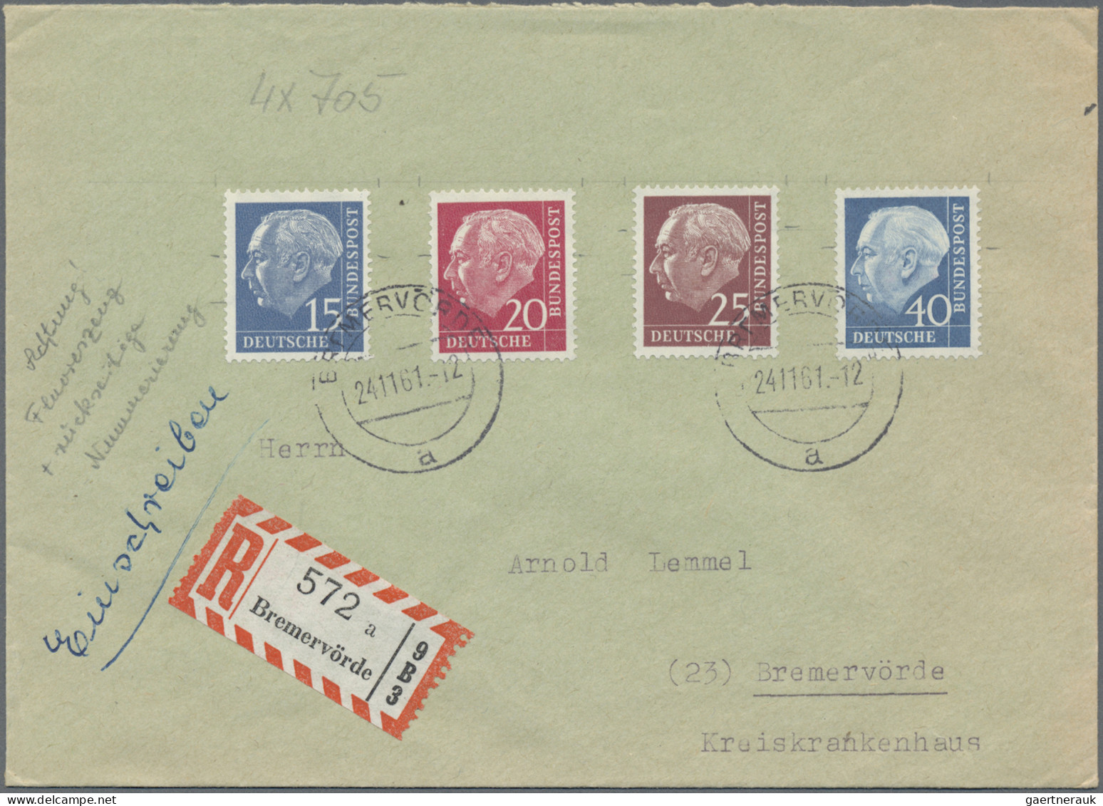 Bundesrepublik - Rollenmarken: 1960, Heuss I/II LUMOGEN: 15 Pf, 20 Pf, 25 Pf Und - Rolstempels