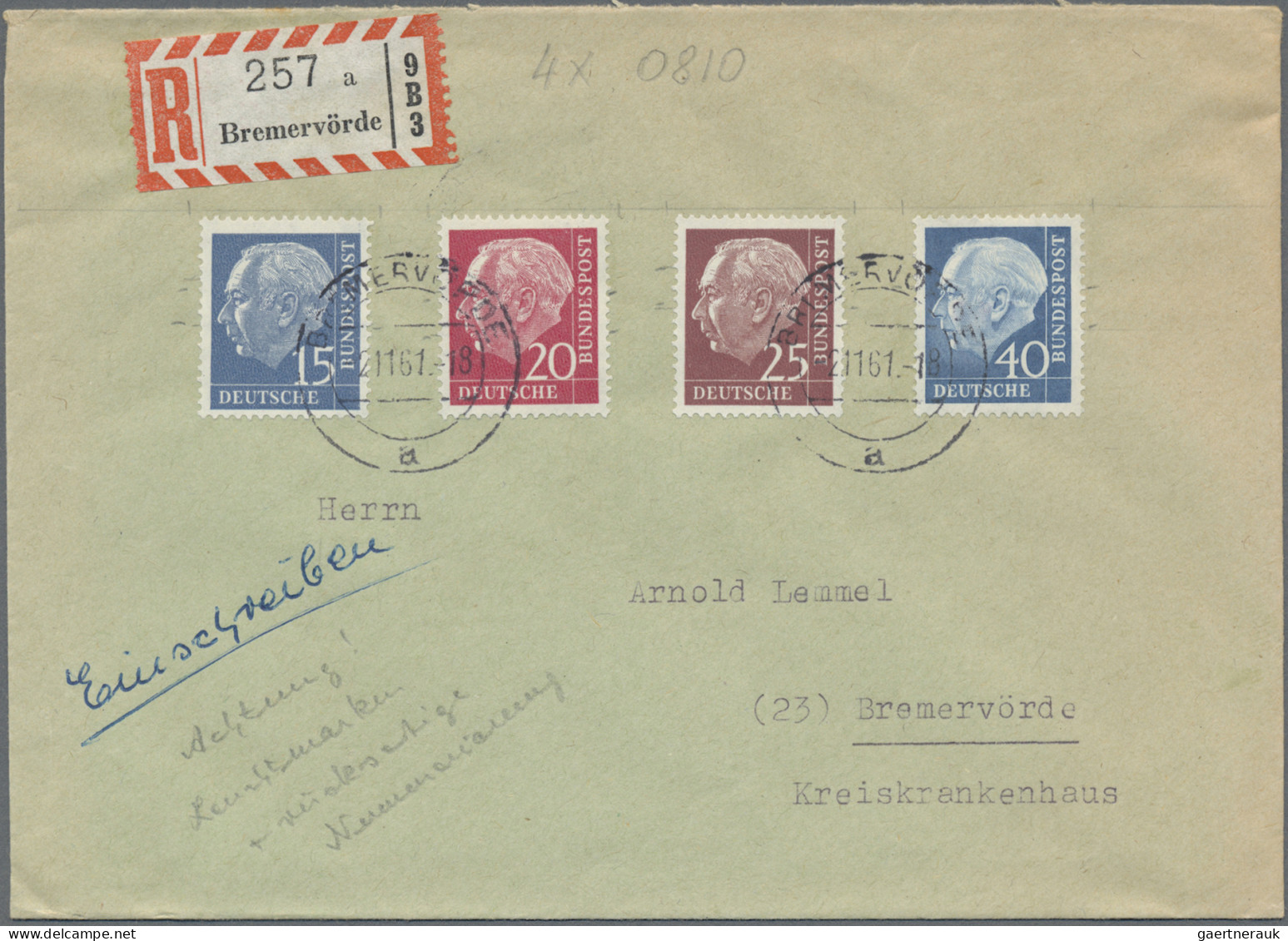 Bundesrepublik - Rollenmarken: 1960, Heuss I/II LUMOGEN: 15 Pf, 20 Pf, 25 Pf Und - Roulettes