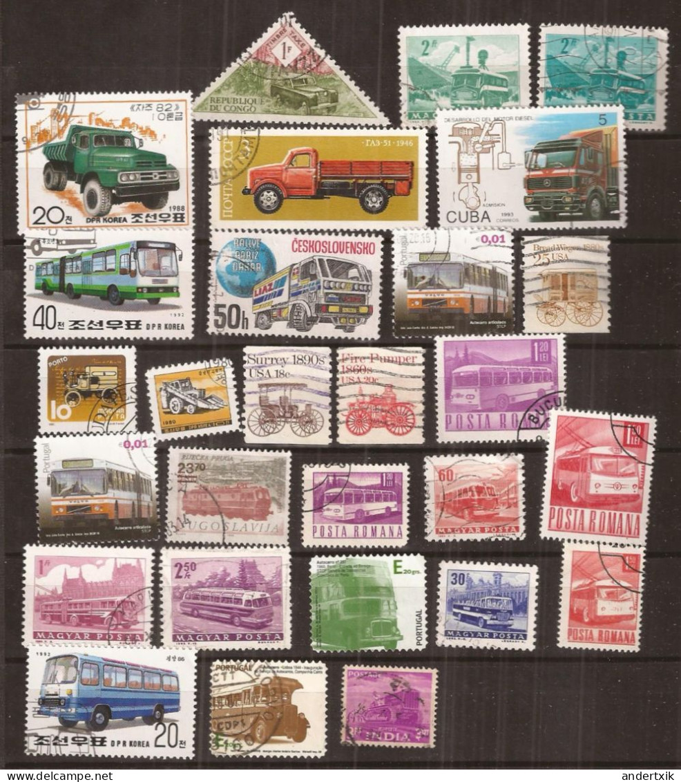 (ANG434) CAMIONES Y BUSES, 28 Stamps - Camiones