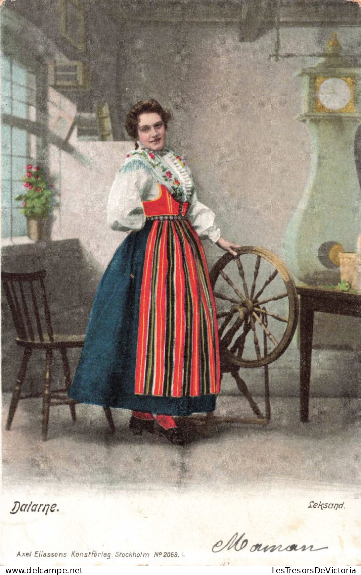 FAINTAISIE -  Dalarne - Seksand - Femme En Tenue Traditionelle - Colorisée - Carte Postale Ancienne - Frauen