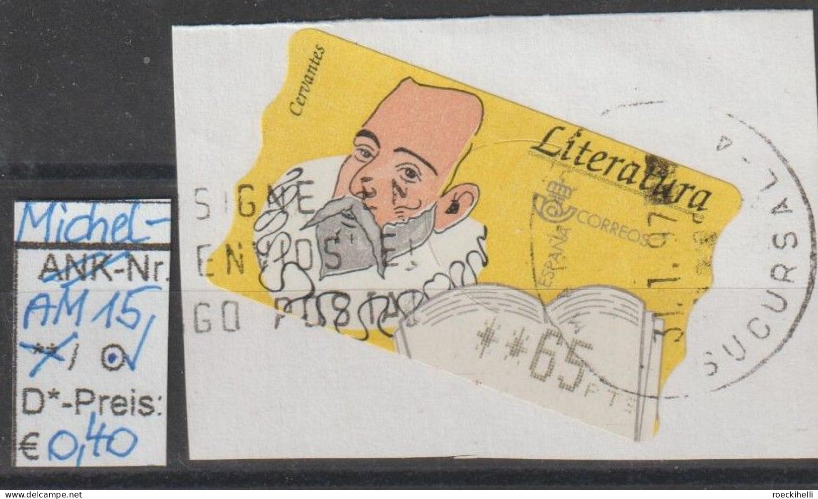 1996 - SPANIEN - AM/FM "Literatura - M. De Cervantes" 65 Ptas  Mehrf. - O  Gestempelt - S.Scan (AM 15o ABs  Esp) - Viñetas De Franqueo [ATM]