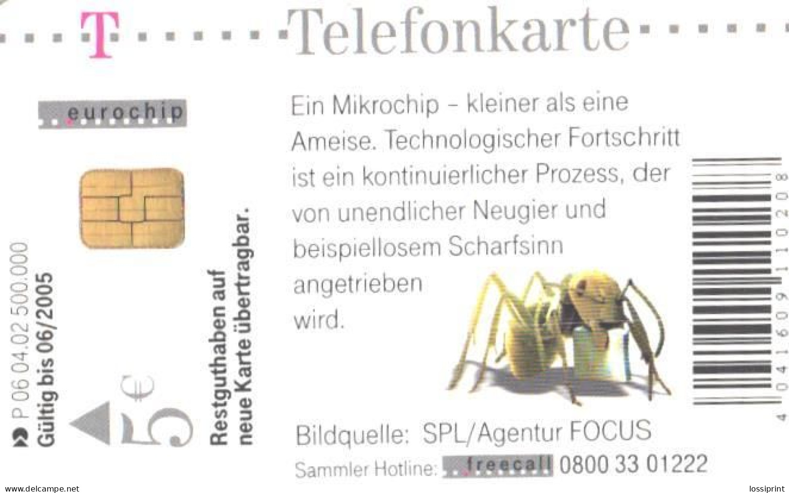 Germany:Used Phonecard, T, 5 €, Ant, 2005 - Sri Lanka (Ceylon)