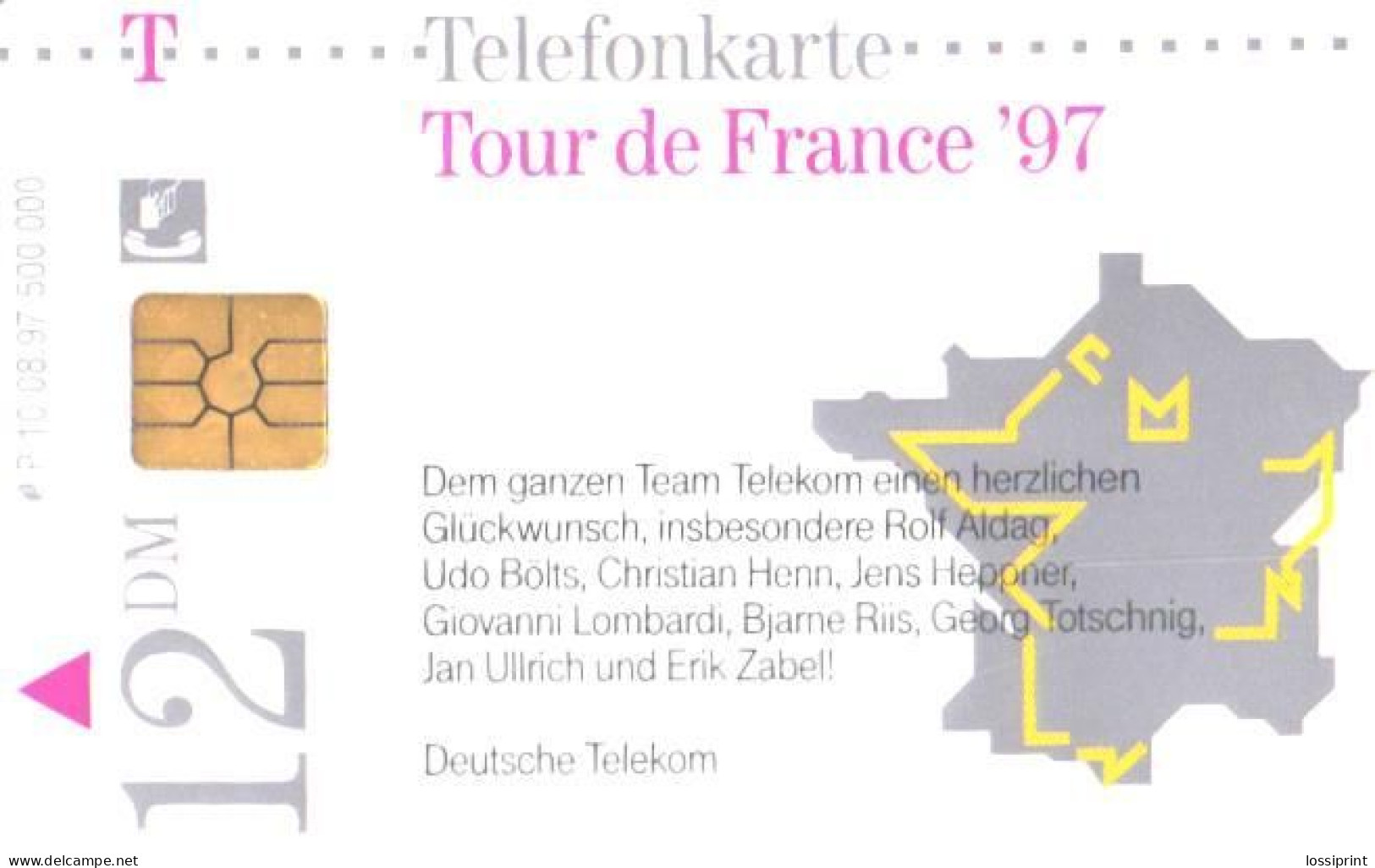 Germany:Used Phonecard, T, 12 DEM, Tour De France 1997, Bicycles - Sri Lanka (Ceilán)