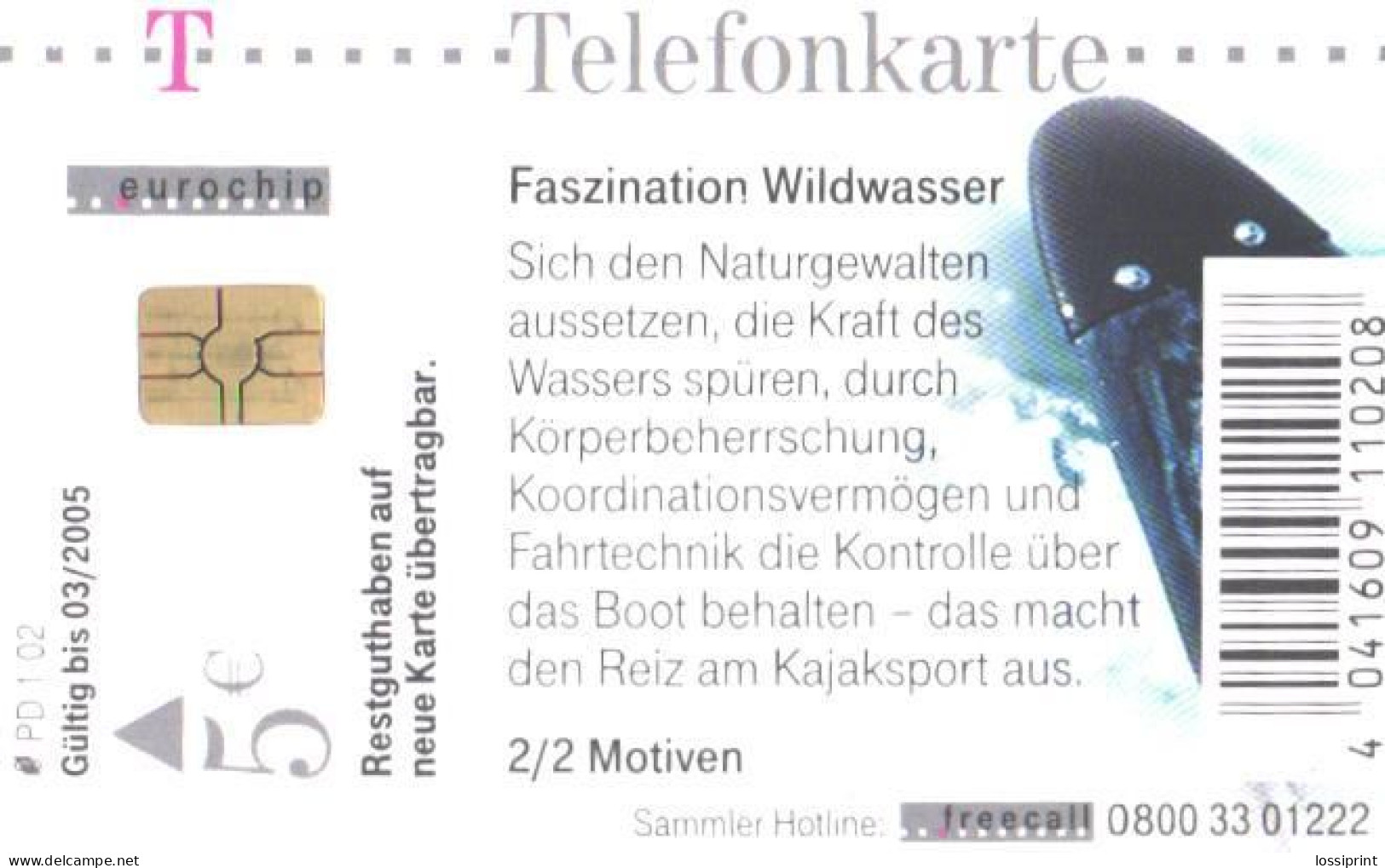 Germany:Used Phonecard, T, 5€, Kayak, 2005 - Sri Lanka (Ceylon)