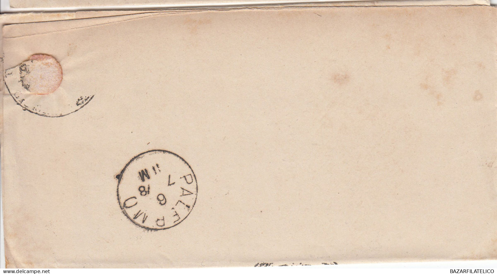 REGNO 1877 10 C. SU BUSTA DOPPIO ANNULLO NUMERALE + D.C. DA CINISI A PALERMO 1 - Storia Postale