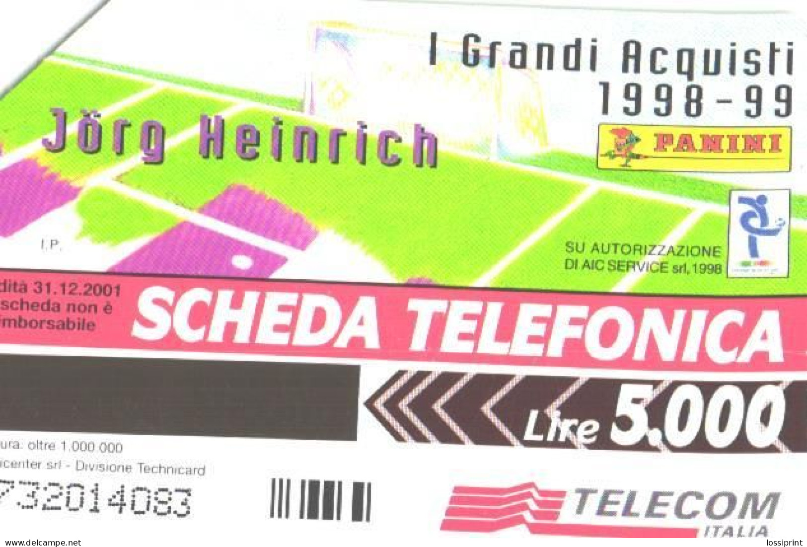 Italy:Used Phonecard, Telecom Italia, 5000 Lire, Football Player Jörg Heinrich - Öff. Themen-TK