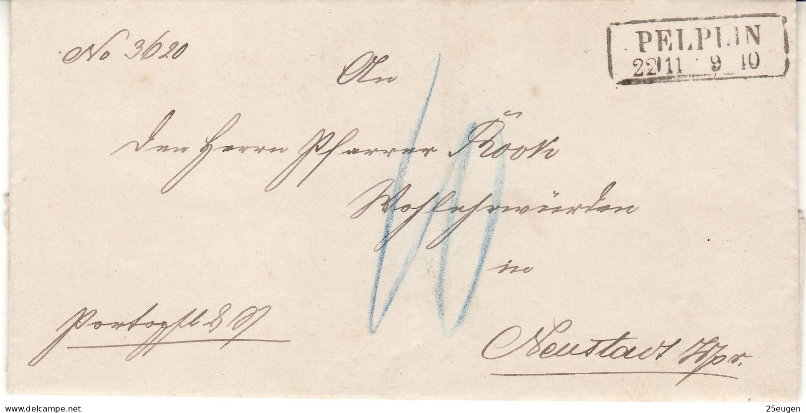 POLAND / GERMAN ANNEXATION 1876 LETTER  SENT FROM PELPLIN TO NEUSTADT - Covers & Documents