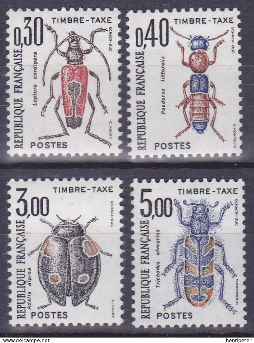 Coléoptères Leptura Cordigera Paederus Littoralis Adelia Alpina Trichodes Alvearius - N° 109/112 (Yvert) - France 1983 - 1960-.... Mint/hinged