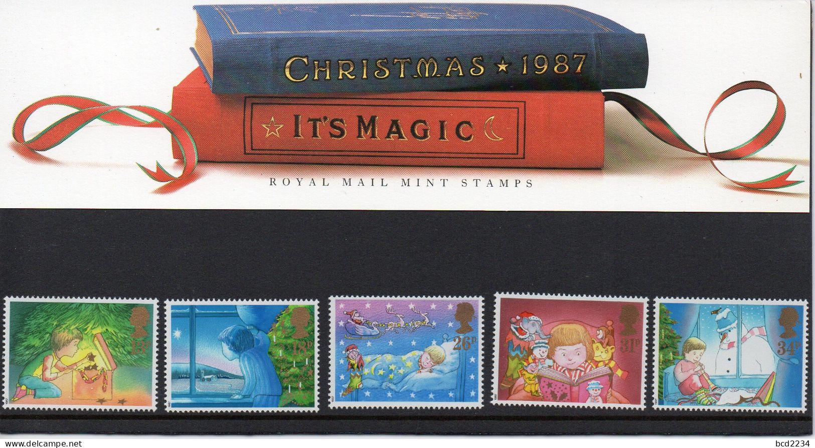 GB GREAT BRITAIN 1987 CHRISTMAS XMAS IT'S MAGIC PRESENTATION PACK No 185 +ALL INSERTS CHILDREN FATHER CHILDREN READING - Presentation Packs