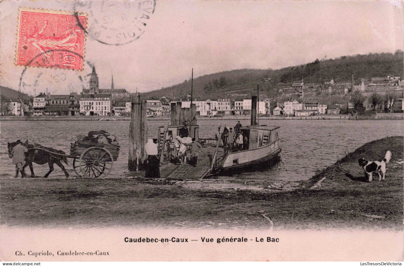 FRANCE - Caudebec En Caux - Vue Générale - Le Bac - Carte Postale Ancienne - Caudebec-en-Caux