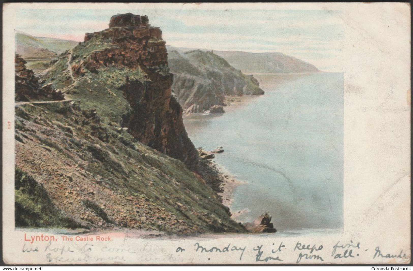 The Castle Rock, Lynton, Devon, 1903 - Peacock Postcard - Lynmouth & Lynton