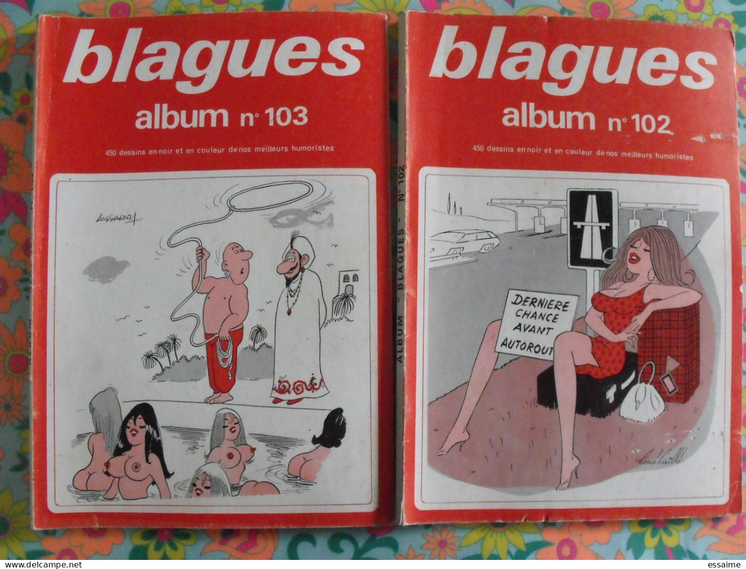 lot de 14 albums Blagues de 450 dessins (70 n°) 1973-81. humour tienno lassalvy bernie rené caillé uber piem van dam