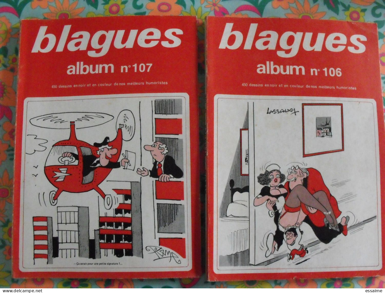 lot de 14 albums Blagues de 450 dessins (70 n°) 1973-81. humour tienno lassalvy bernie rené caillé uber piem van dam