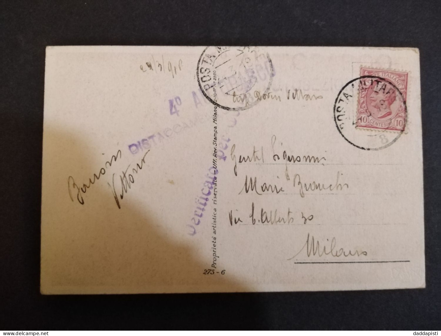 [P8] Cartolina Con Tematica Romantica Viaggiata Con Posta Mlitare 8, Marzo 1918 - 1914-18