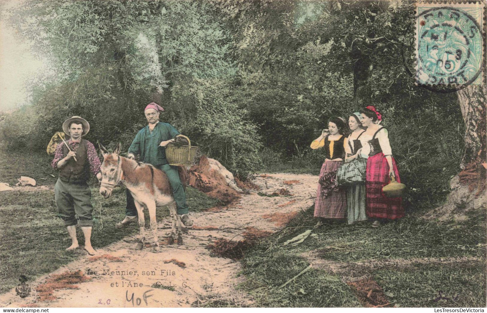 PHOTOGRAPHIE - Le Meunier Son Fils Et L'âne - Colorisé - Carte Postale Ancienne - Fotografia