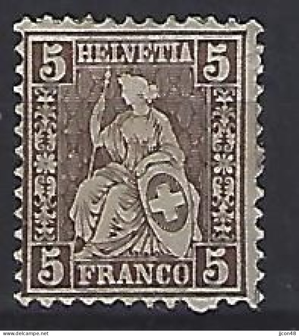 Switzerland 1862-1881  Sitzende Helvetia (*) MM  Mi.22 - Unused Stamps