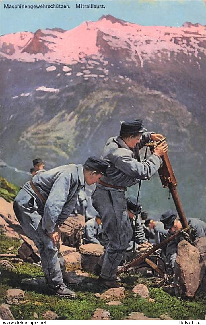 Armée Suisse Militaria - Schweizer Armee Mitrailleurs Maschinengewehschützen En Montagne 1917 - Mon