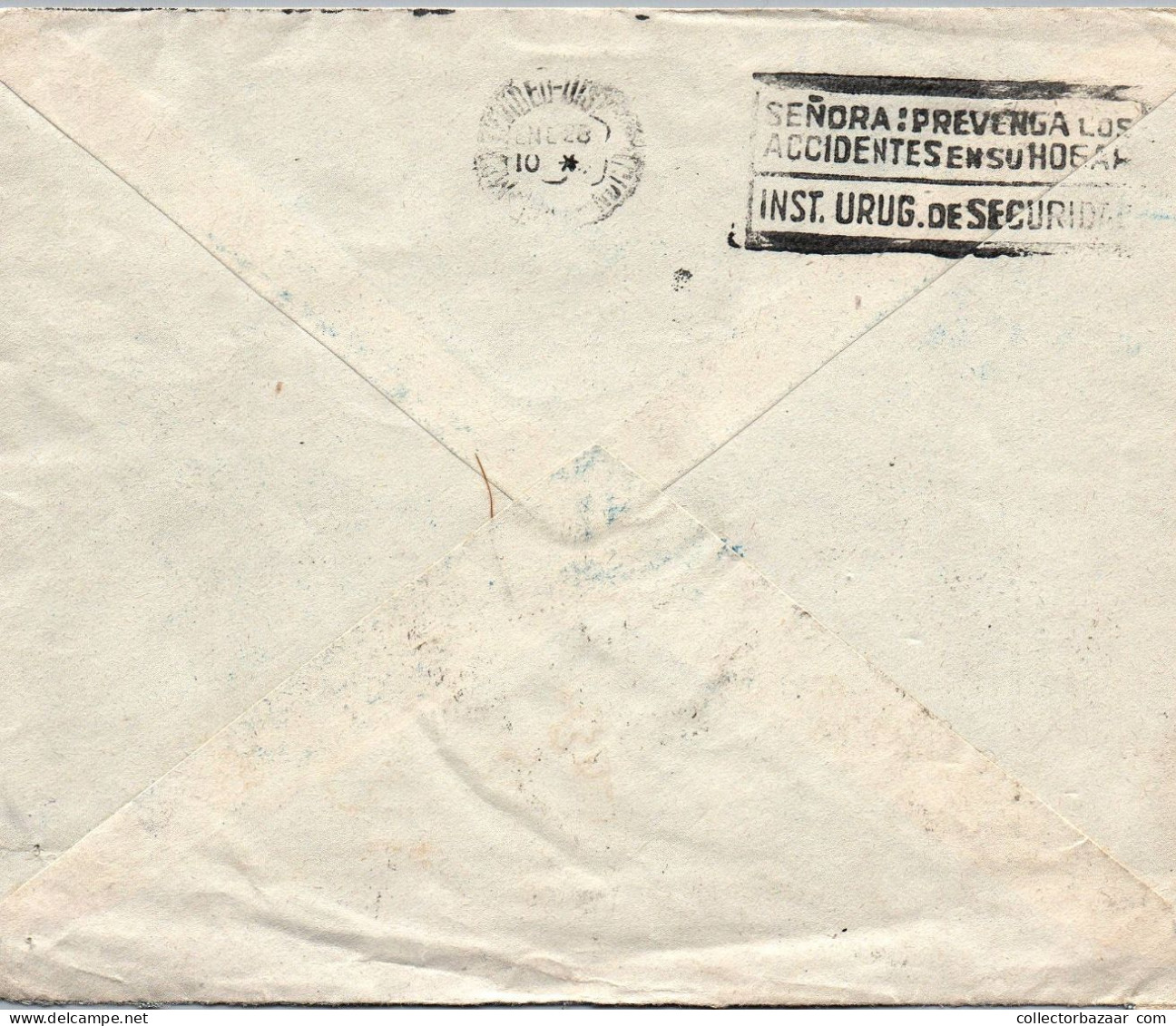 1946 Italy To Uruguay Cover With Postmark Promoting Woman ! Home Safety - Primo Soccorso