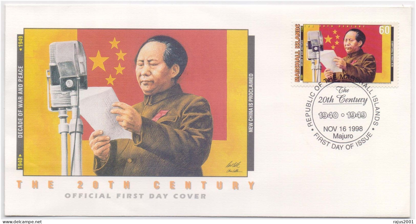 Mao Zedong, Mao Tse-Tung Leads China's Revolution, Chinese Revolutionary Communist Leader, History Marshall Islands FDC - Mao Tse-Tung