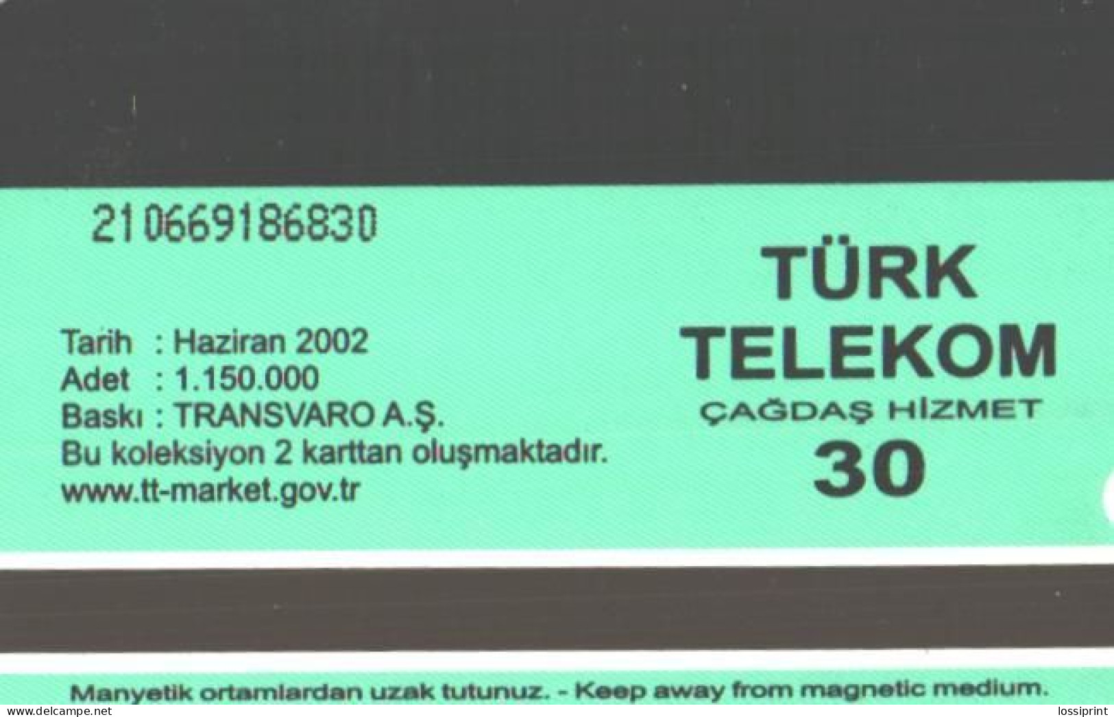 Turkey:Used Phonecard, Türk Telekom, 30 Units, Animal, Goat, 2002 - Türkei