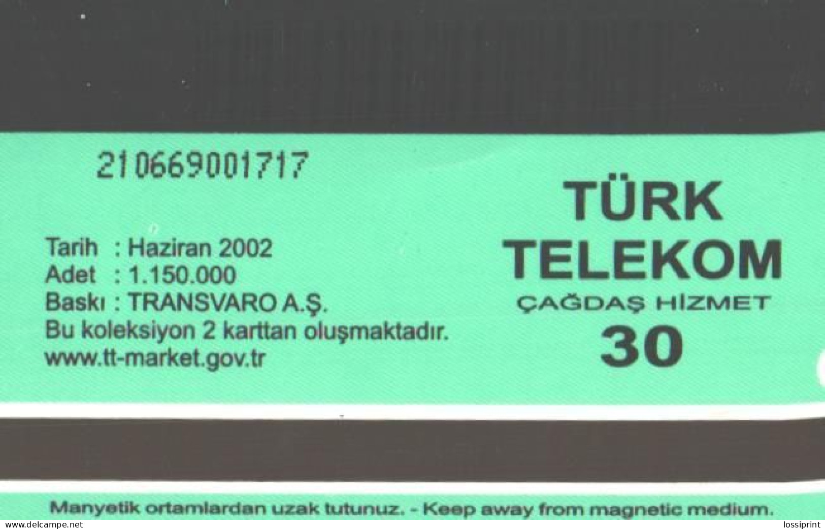 Turkey:Used Phonecard, Türk Telekom, 30 Units, Animal, Turtle, 2002 - Turquie