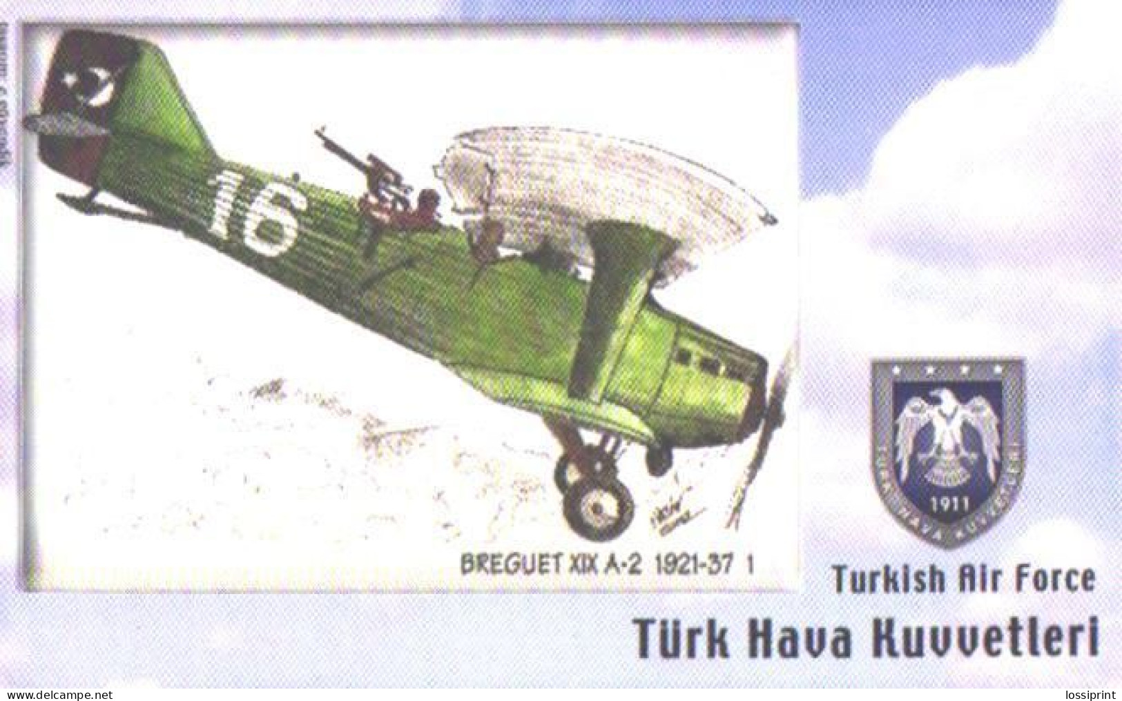 Turkey:Used Phonecard, Türk Telekom, 50 Units, Turkish Air Force, Old Airplane Breguet XIX A-2, 2008 - Turkey