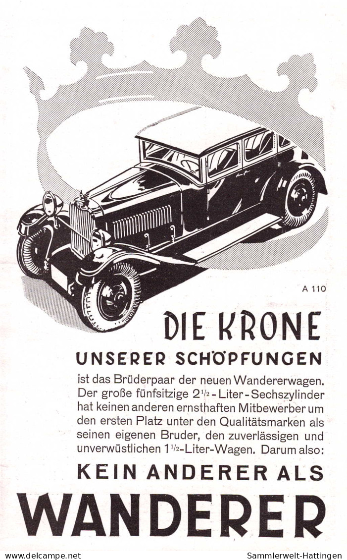 602262 | Auto, Werbung (21x13cm) Aus Zeitschrift "Das Magazin" 6/1929, Rückseite Bedruckt,Wanderer, Schönau  | Chemnitz - Andere & Zonder Classificatie